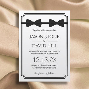 Invitation Mariage gay double Bow Cravate classique encadré