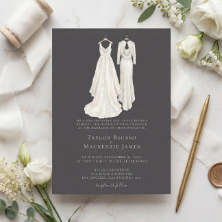 Invitation Mariage Gay Élégant Deux Mariées en Robes