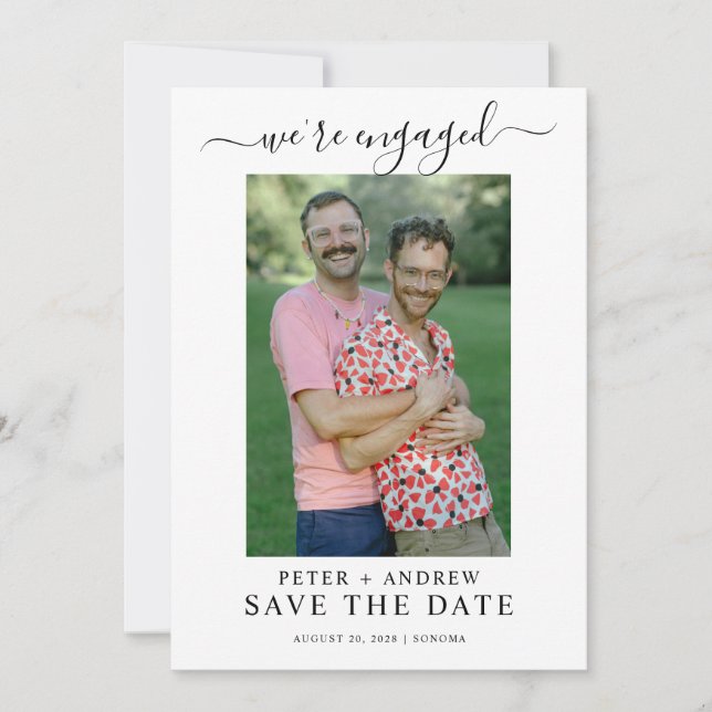 Invitation Mariage Gay Photo Moderne Enregistrer La Date (Devant)