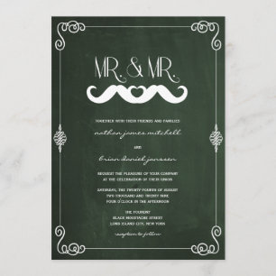 Invitation Mariage gay vintage tableau noir Amour de la moust