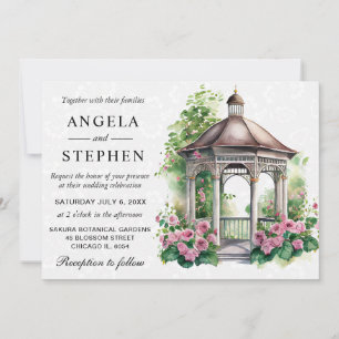 Invitation Mariage Gazebo du jardin de printemps aquarelle