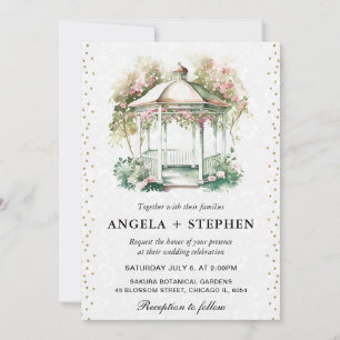 Invitation Mariage Gazebo du jardin de printemps aquarelle