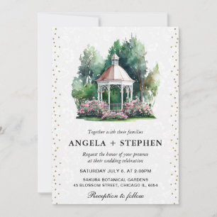 Invitation Mariage Gazebo du jardin de printemps aquarelle