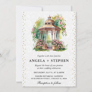 Invitation Mariage Gazebo du jardin de printemps aquarelle