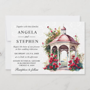 Invitation Mariage Gazebo du jardin de printemps aquarelle