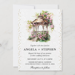 Invitation Mariage Gazebo du jardin de printemps aquarelle