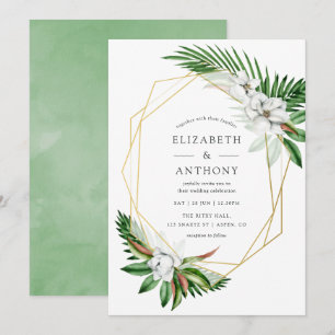Invitation Mariage géométrique à l'aquarelle tropicale