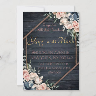 Invitation Mariage géométrique bleu bleu bleu bleu bleu marin