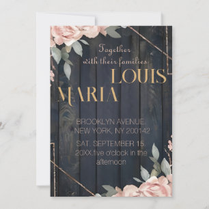 Invitation Mariage géométrique bleu bleu bleu bleu bleu marin