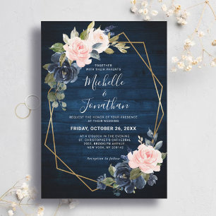 Invitation Mariage géométrique bleu bleu bleu bleu bleu marin