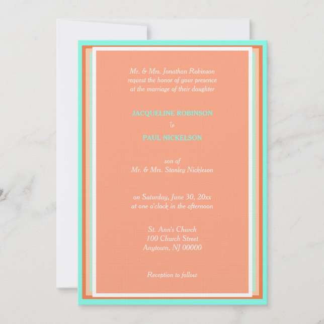 Invitation Mariage Géométrique Bleu Fruit Melon  (Devant)