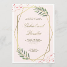 Mariage Géométrique Bordé de Fleurs en Or Rose