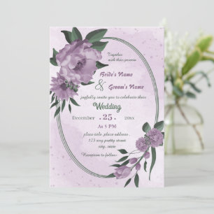 Invitation mariage géométrique de fleurs violettes