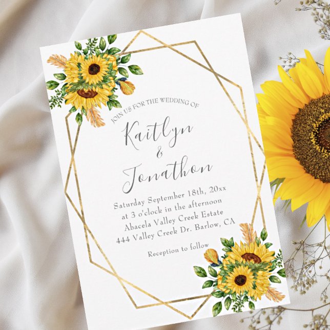 Invitation Mariage géométrique de tournesol rustique (Créateur téléchargé)