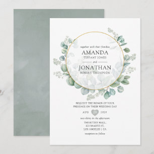 Invitation Mariage géométrique d'eucalyptus Silver Sage