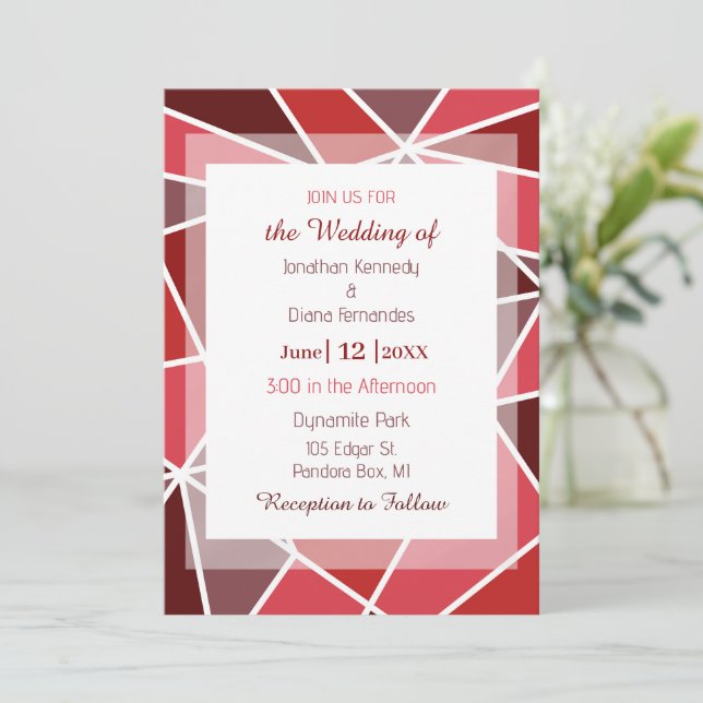 Invitation Mariage Géométrique Élégant (Debout devant)
