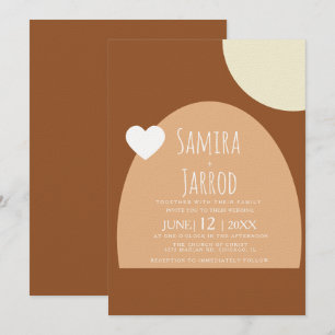 Invitation Mariage géométrique en forme de coeur et arche boh