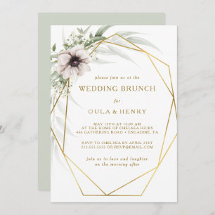 Invitation Mariage géométrique Eucalyptus Gold Brunch