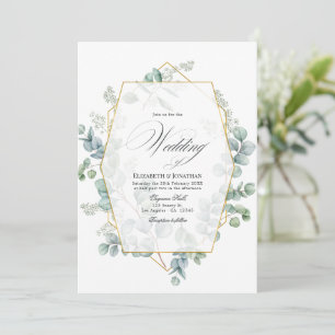 Invitation Mariage géométrique Eucalyptus Silver Sage