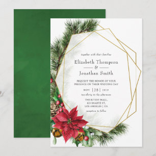 Invitation Mariage géométrique floral aquarelle de Noël