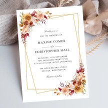 Mariage géométrique floral aquarelle rouge Bourgog