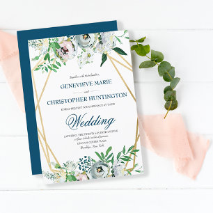 Invitation Mariage géométrique floral bohème aquarelle