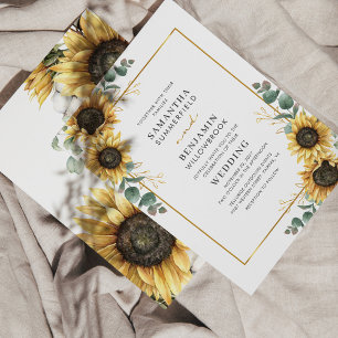 Invitation Mariage Géométrique Floral Tournesol Eucalyptus