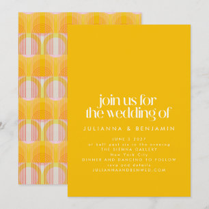 Invitation Mariage Géométrique Jaune Minimaliste Moderne