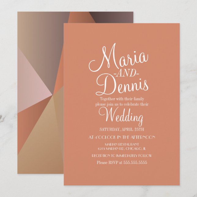 Invitation Mariage Géométrique Moderne Coloré Automnal (Devant / Derrière)