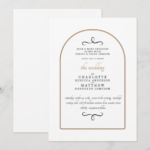 Invitation Mariage Géométrique Moderne des Deux Parents Blanc