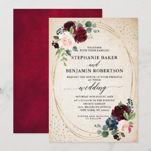 Invitation Mariage géométrique moderne Floral de la Marine Ro