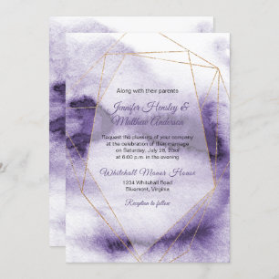 Invitation Mariage géométrique moderne Ultra Violet Ombre Or