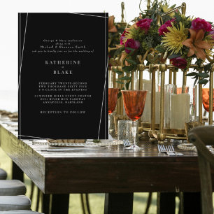 Invitation Mariage géométrique noir & blanc moderne et élégan