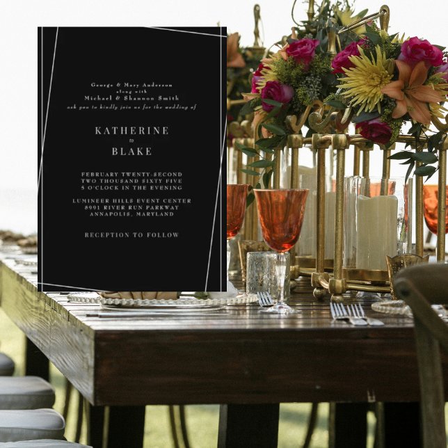 Invitation Mariage géométrique noir & blanc moderne et élégan (Créateur téléchargé)