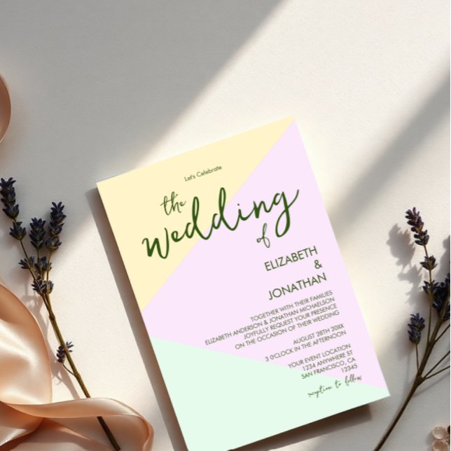 Invitation Mariage Géométrique Pastel Atténué (Créateur téléchargé)