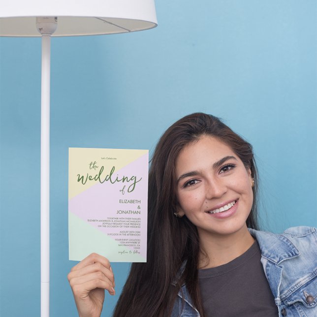 Invitation Mariage géométrique Pastel Muet (Créateur téléchargé)