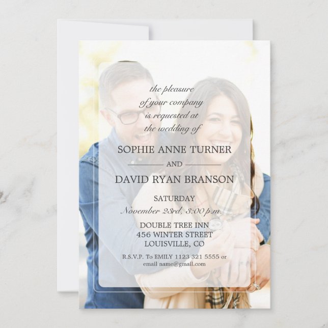 Invitation Mariage Géométrique Photo Modern Faible (Devant)