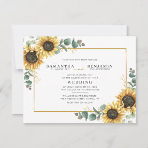 Invitation Mariage Géométrique Tournesol Floral et Eucalyptus