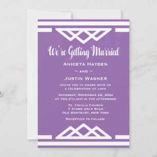 Invitation Mariage Géométrique Triangle Tribal Moderne Violet