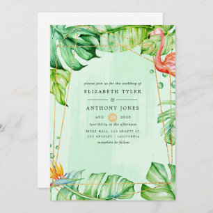 Invitation Mariage géométrique tropicale exotique