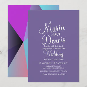 Invitation Mariage Géométrique Violet Moderne Coloré