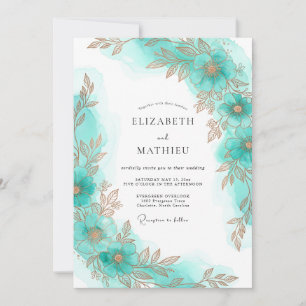 Invitation Mariage Gilded Coastal Aqua
