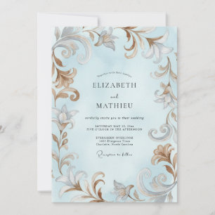 Invitation Mariage glace baroque eucalyptus acanthe