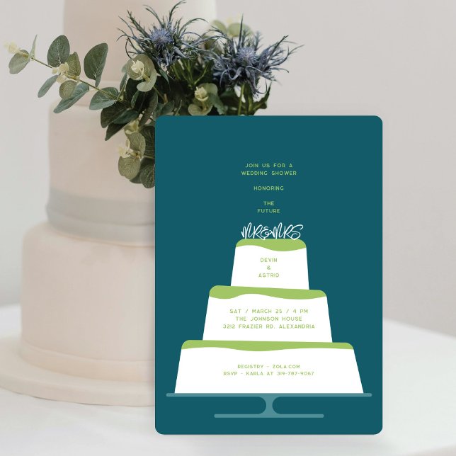 Invitation Mariage glacé de Mod Lime Douche Couple de gâteau (Créateur téléchargé)