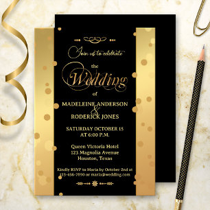 Invitation Mariage Glam Noir Or