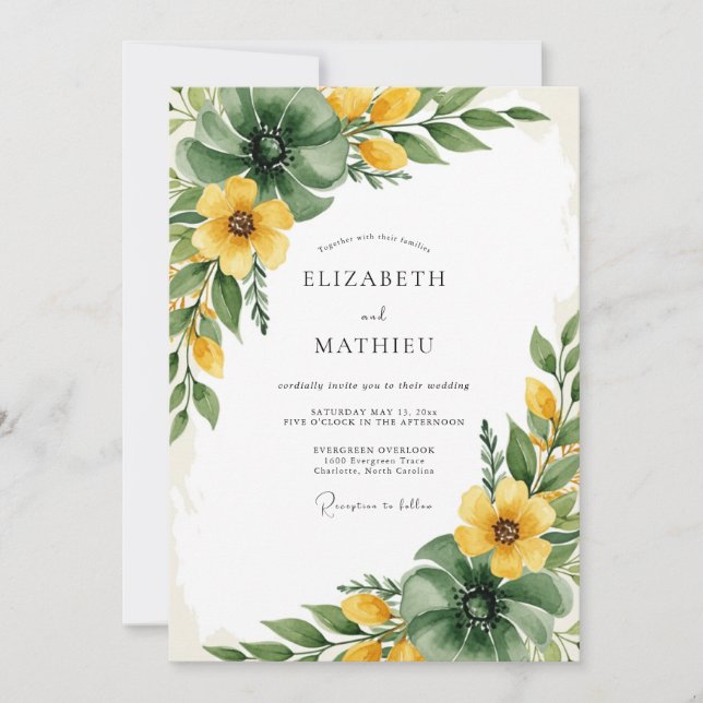 Invitation Mariage Glorieux de Prairie Jaune (Devant)