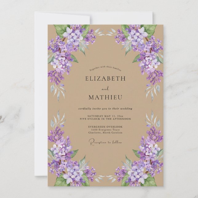 Invitation Mariage Glycine Lilas Claire (Devant)