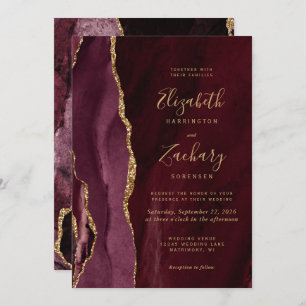 Invitation Mariage Gold Agate de Bourgogne