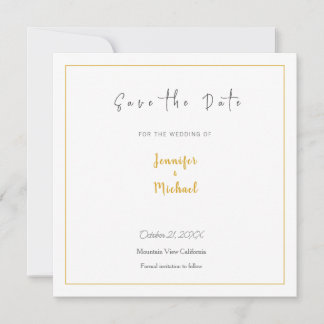 Invitation Mariage Gold Color Calligrapy Script Enregistrer l
