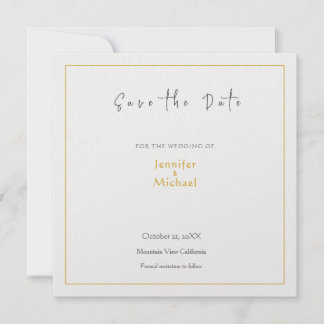 Invitation Mariage Gold Color Calligrapy Script Enregistrer l